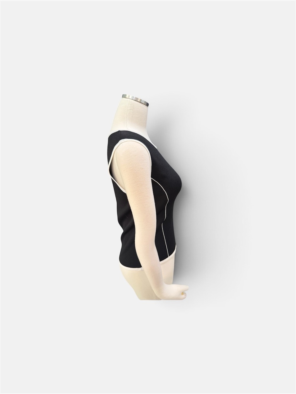 Finity Black Knit Top with White Trim Size L - Picture 5 of 7
